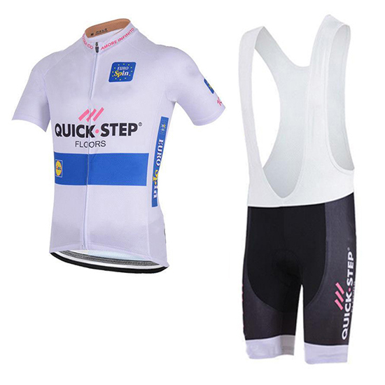 2018 Maillot Quick Step Floors Tirantes Mangas Cortas Blanco